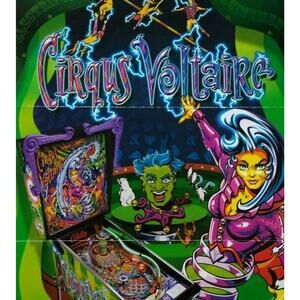 Cirqus Voltaire Pinball Flyer 1997 Original Art Circus Magic Fantasy 8.5" x 11